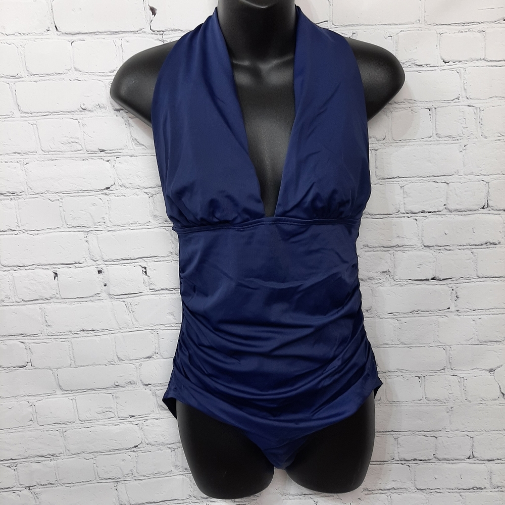 Hilor Deep V Halter Neck 1 Piece Swim Suit Size 10